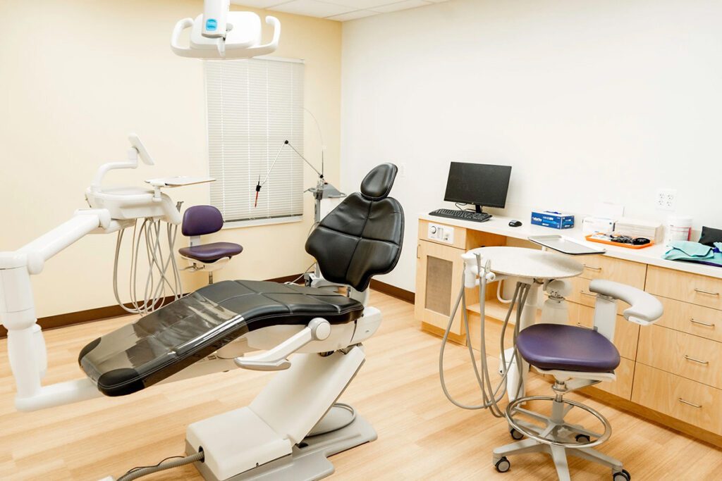 Comfortable dental exam chair in pediatric dental office
