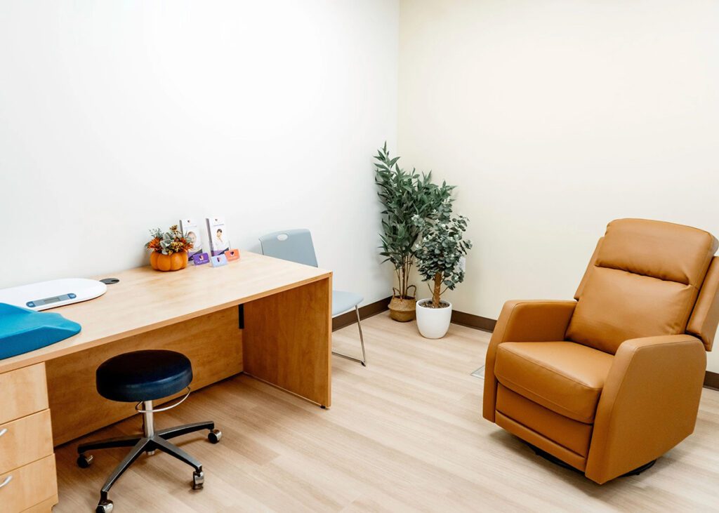 Comfortable pediatric dental consultation room at Great Lakes Pediatric Dentistry