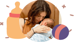 Mother holding infant during pediatric tongue-tie consultation