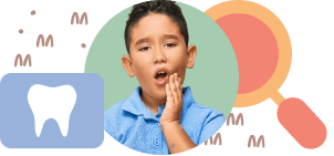 Child holding cheek due to tooth pain
