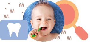 Smiling baby brushing teeth at Great Lakes Pediatric Dentistry in Clawson, MI
